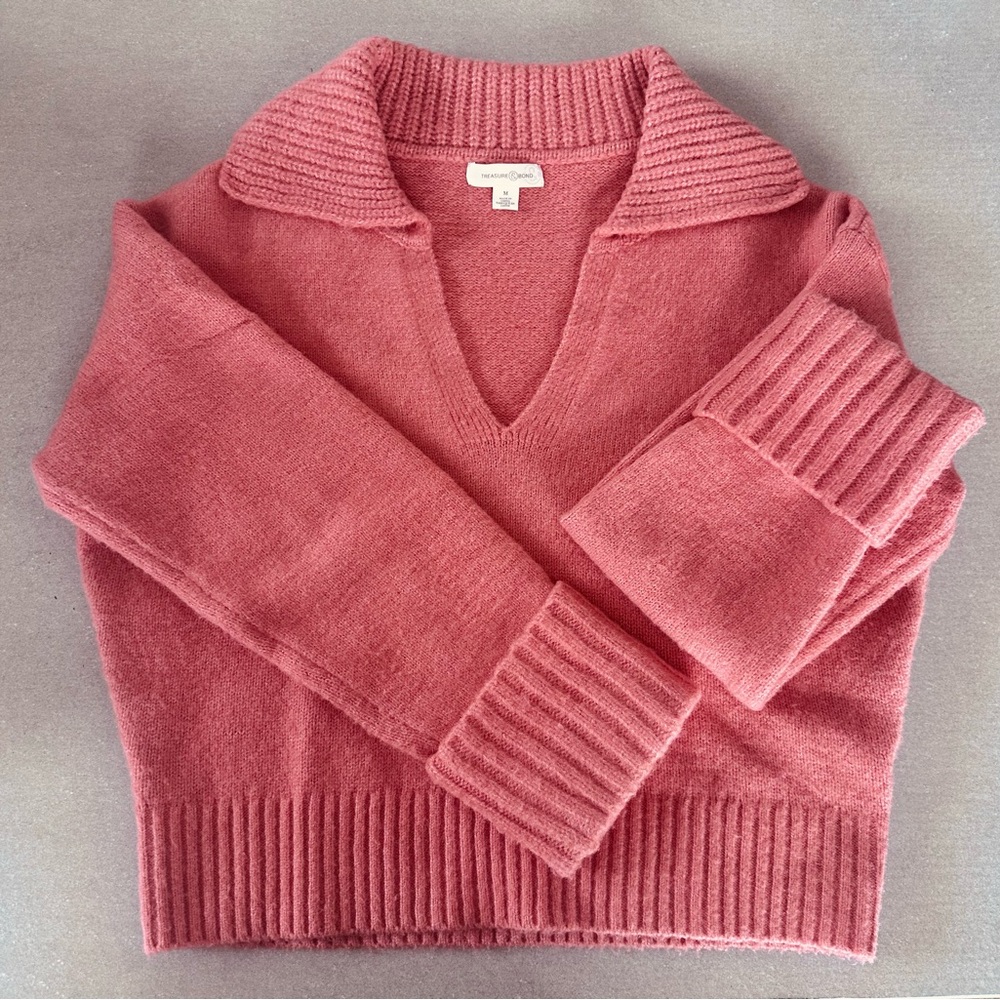 Treasure & Bond Apricot Cropped Sweater, Size M. Excellent Pre-owned Condition - Picture 3 of 5